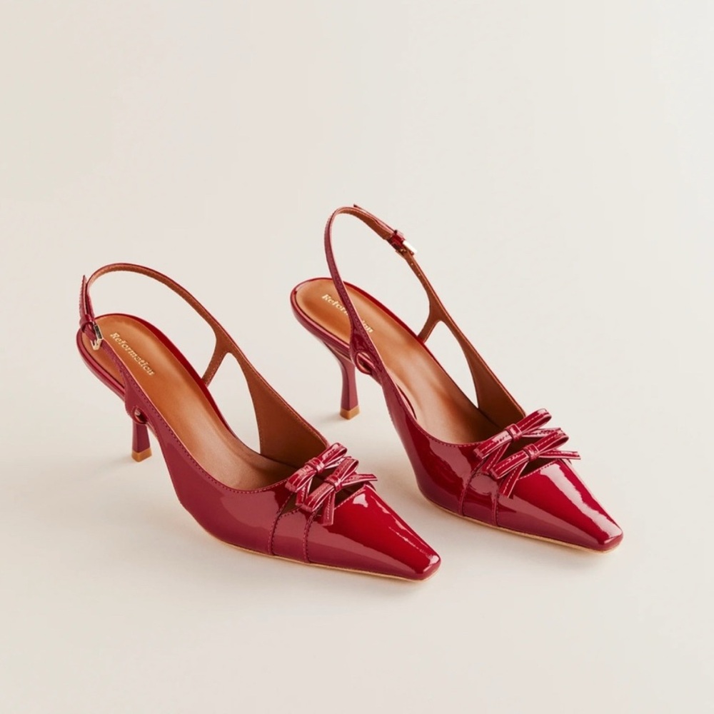 Reformation Noreen Red Leather Slingback